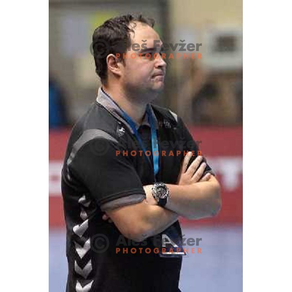 Branko Tamse, head coach of RK Gorenje Velenje in action during handball match RK Gorenje Velenje-SK Vive Targi Kielce in EHF Velux Champions league, played in Red Hall, Velenje, Slovenia on February 23, 2013 