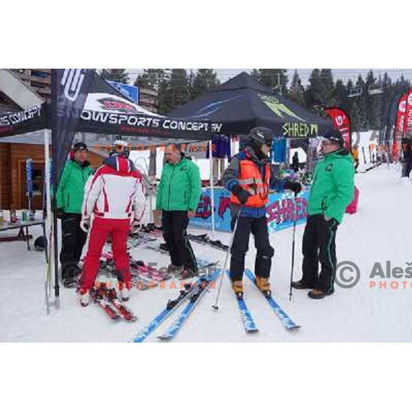 Retro Ski Fest - vintage skiing day at Krvavec Ski resort, Cerklje, Slovenia on March 2, 2013 