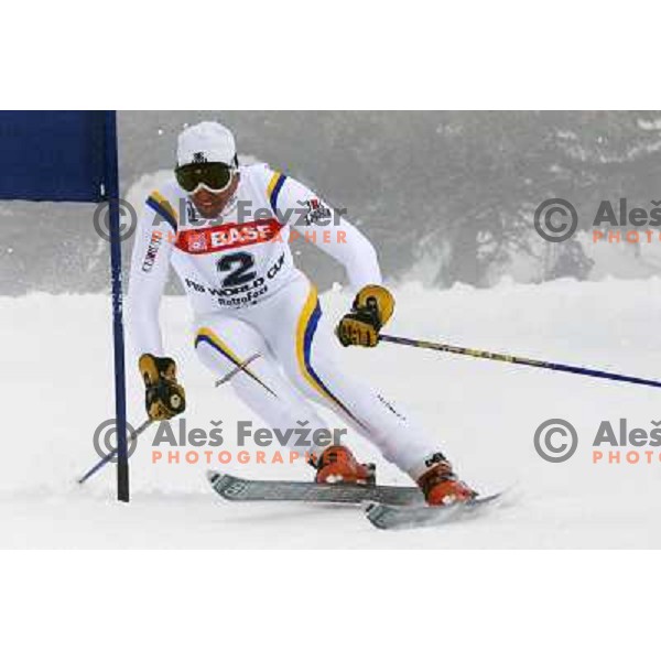 Sandi Murovec as duplicate of Ingemar Stenmark at Retro Ski Fest - vintage skiing day at Krvavec Ski resort, Cerklje, Slovenia on March 2, 2013 
