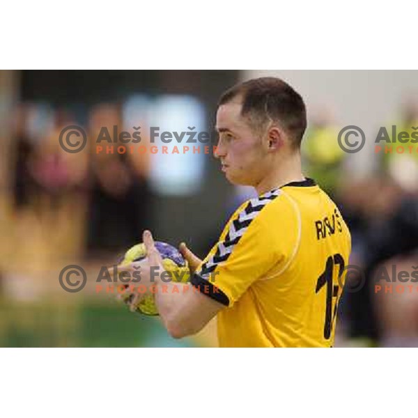 Simon Stopar of RK SVIS in action during handball match RK SVIS Pekarna Grosuplje-RK Gorenje Velenje in semi-final of Slovenian Handball Cup played in Tri Lilije Hall, Lasko, Slovenia on March 2, 2013 