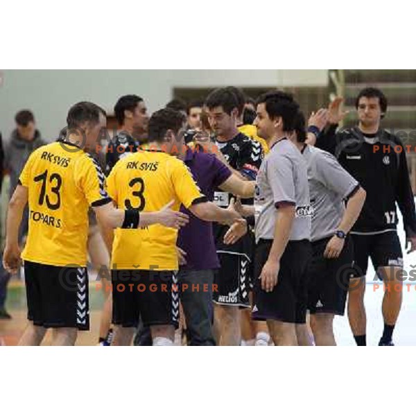 Simon Stopar of RK SVIS in action during handball match RK SVIS Pekarna Grosuplje-RK Gorenje Velenje in semi-final of Slovenian Handball Cup played in Tri Lilije Hall, Lasko, Slovenia on March 2, 2013 