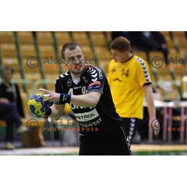 Fahrudin Melic of RK Gorenje Velenje in action during handball match RK SVIS Pekarna Grosuplje-RK Gorenje Velenje in semi-final of Slovenian Handball Cup played in Tri Lilije Hall, Lasko, Slovenia on March 2, 2013 