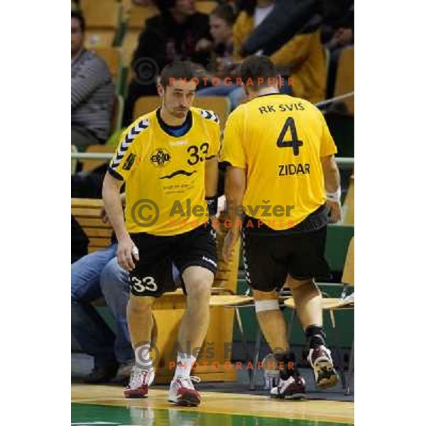 Blaz Sendelbah of RK SVIS in action during handball match RK SVIS Pekarna Grosuplje-RK Gorenje Velenje in semi-final of Slovenian Handball Cup played in Tri Lilije Hall, Lasko, Slovenia on March 2, 2013 