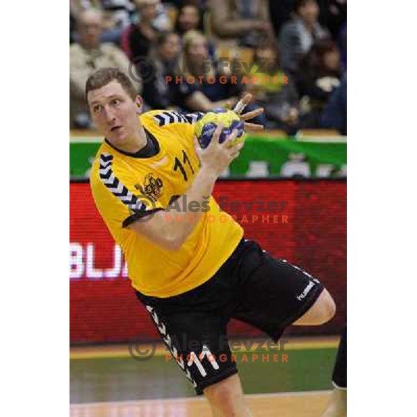 Ales Muhovec of RK SVIS in action during handball match RK SVIS Pekarna Grosuplje-RK Gorenje Velenje in semi-final of Slovenian Handball Cup played in Tri Lilije Hall, Lasko, Slovenia on March 2, 2013 