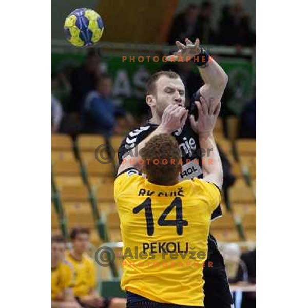 Fahrudin Melic of RK Gorenje Velenje in action during handball match RK SVIS Pekarna Grosuplje-RK Gorenje Velenje in semi-final of Slovenian Handball Cup played in Tri Lilije Hall, Lasko, Slovenia on March 2, 2013 