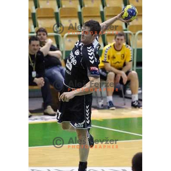 Marko Dujmovic of RK Gorenje Velenje in action during handball match RK SVIS Pekarna Grosuplje-RK Gorenje Velenje in semi-final of Slovenian Handball Cup played in Tri Lilije Hall, Lasko, Slovenia on March 2, 2013 