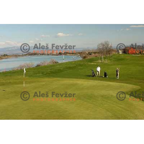 Approcah to the green at 7th hole at Grado golf course, Italy