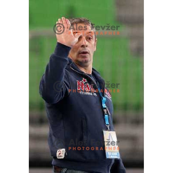 Tone Tiselj of Krim Mercator in action during handball match Krim Mercator-Rail Cargo Hungaria in EHF Women\'s Champions league, played in Arena Stozice, Ljubljana, Slovenia on March 3, 2013 