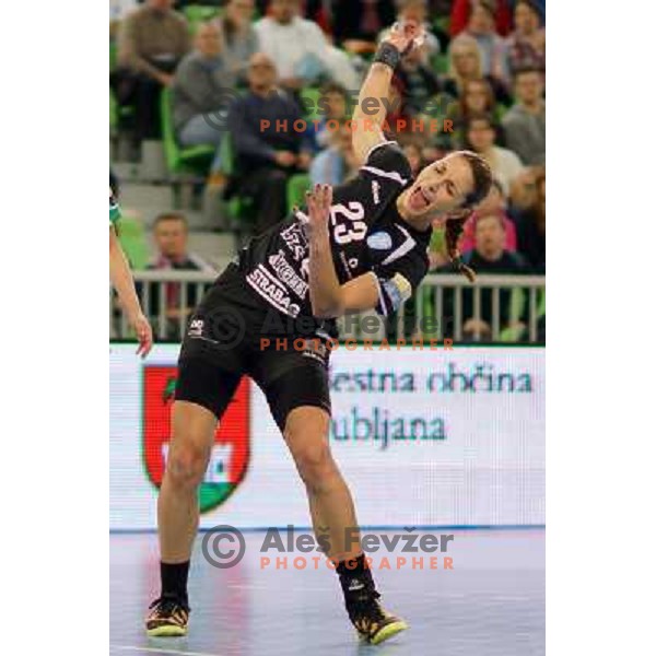 Andrea Penezic of Krim Mercator in action during handball match Krim Mercator-Rail Cargo Hungaria in EHF Women\'s Champions league, played in Arena Stozice, Ljubljana, Slovenia on March 3, 2013 