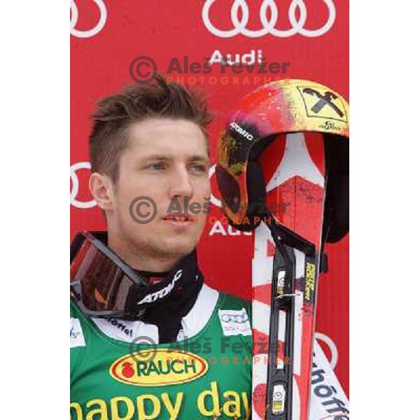 Marcel Hirscher (AUT) runner-up of AUDI FIS Ski World Cup Giant Slalom in Kranjska gora, Slovenia on March 9, 2013 