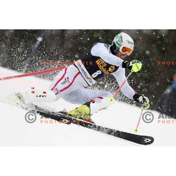 Manfred Pranger (AUT) skiing in first run of AUDI FIS Ski World Cup Slalom for 52.Vitranc Cup in Kranjska gora, Slovenia on March 10, 2013 