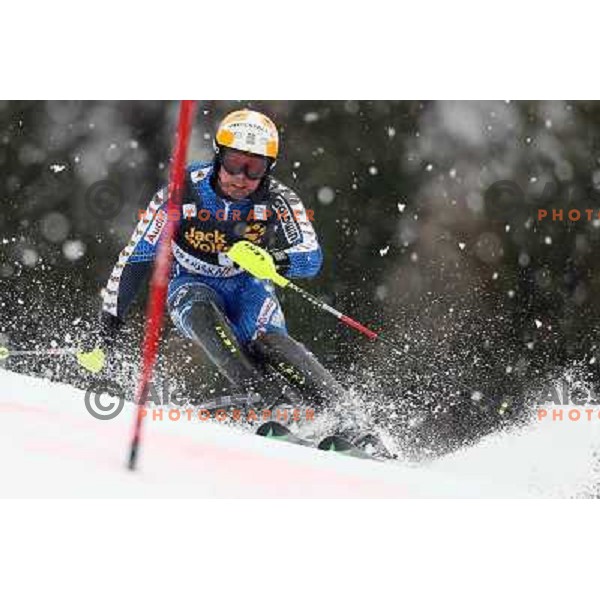 Mattias Hargin (SWE) skiing in first run of AUDI FIS Ski World Cup Slalom for 52.Vitranc Cup in Kranjska gora, Slovenia on March 10, 2013 