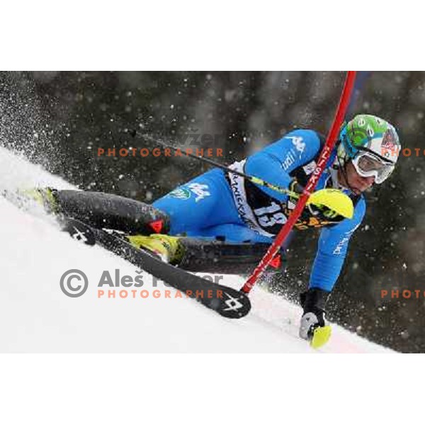 Stefano Gross (ITA) skiing in first run of AUDI FIS Ski World Cup Slalom for 52.Vitranc Cup in Kranjska gora, Slovenia on March 10, 2013 