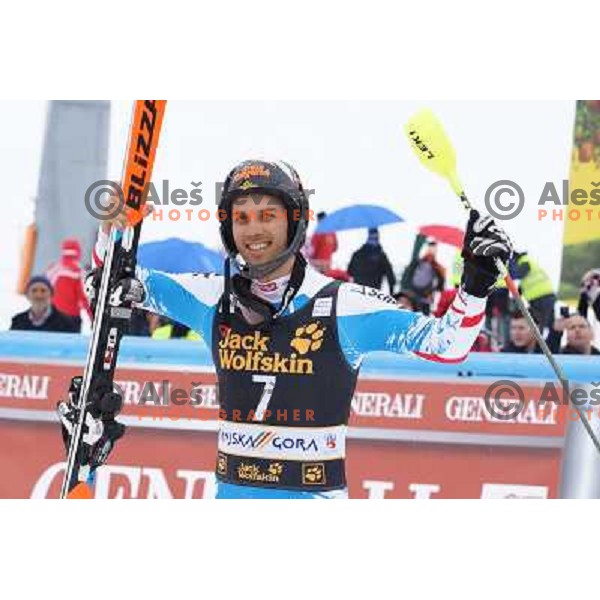 Mario Matt (AUT) third placed at AUDI FIS Ski World Cup Slalom for 52.Vitranc Cup in Kranjska gora, Slovenia on March 10, 2013 