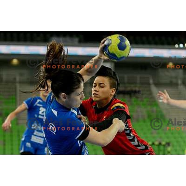 Carmen Martin of Krim Mercator in action during handball match Krim Mercator - Zvezda Zvenigorod in EHF Women\'s Champions league, played in Arena Stozice, Ljubljana, Slovenia on March 10, 2013 