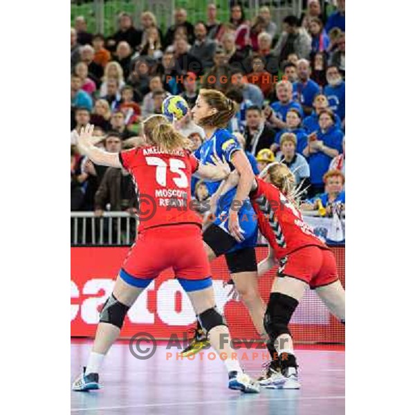 Andrea Penezic of Krim Mercator in action during handball match Krim Mercator - Zvezda Zvenigorod in EHF Women\'s Champions league, played in Arena Stozice, Ljubljana, Slovenia on March 10, 2013 
