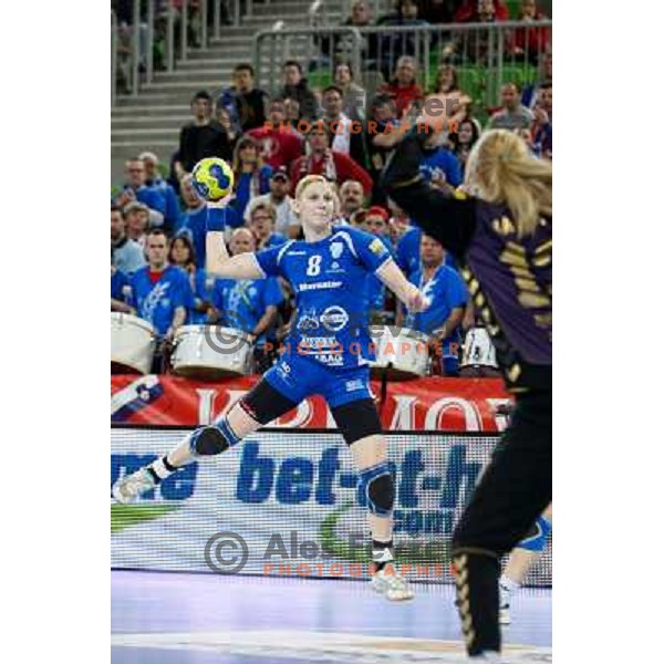 Tamara Mavsar of Krim Mercator in action during handball match Krim Mercator - Zvezda Zvenigorod in EHF Women\'s Champions league, played in Arena Stozice, Ljubljana, Slovenia on March 10, 2013 