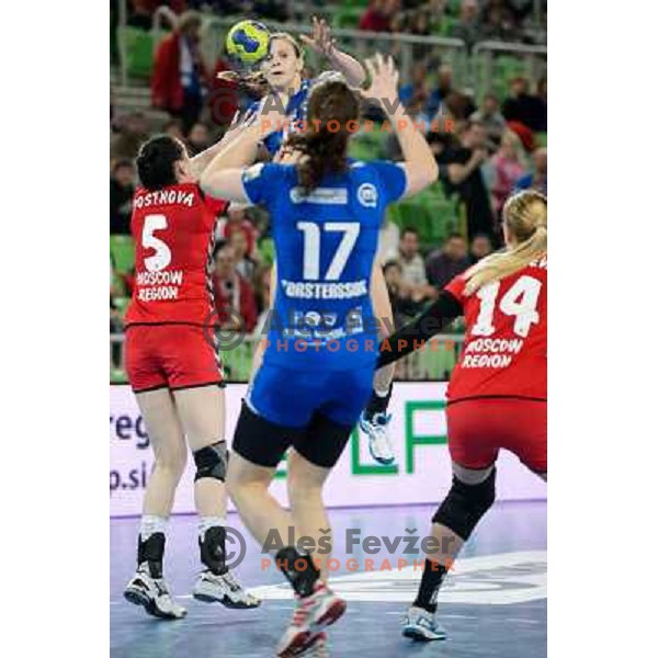 Barbara Lazovic of Krim Mercator in action during handball match Krim Mercator - Zvezda Zvenigorod in EHF Women\'s Champions league, played in Arena Stozice, Ljubljana, Slovenia on March 10, 2013 