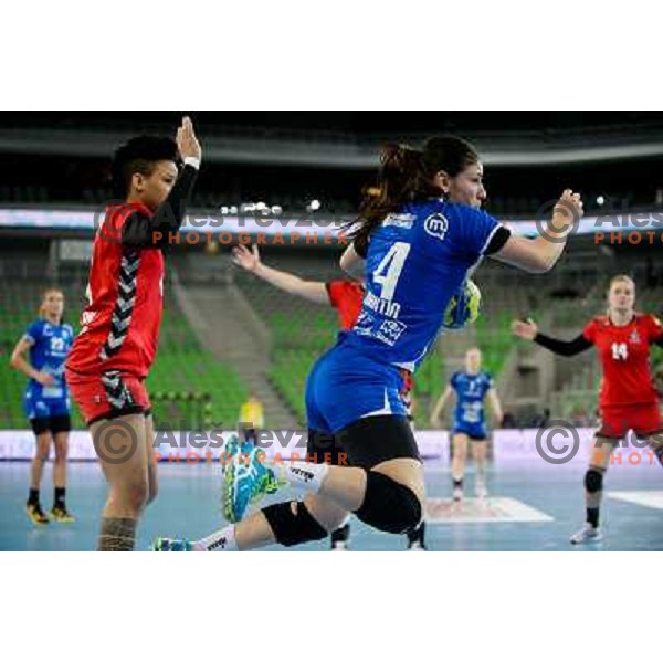 Carmen Martin of Krim Mercator in action during handball match Krim Mercator - Zvezda Zvenigorod in EHF Women\'s Champions league, played in Arena Stozice, Ljubljana, Slovenia on March 10, 2013 