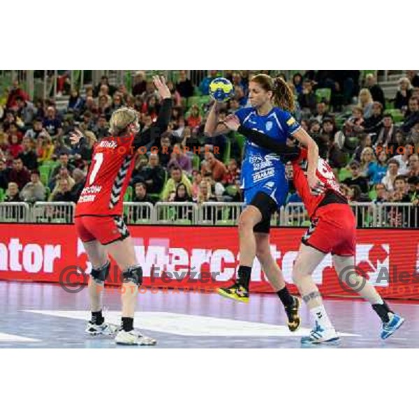 Andrea Penezic of Krim Mercator in action during handball match Krim Mercator - Zvezda Zvenigorod in EHF Women\'s Champions league, played in Arena Stozice, Ljubljana, Slovenia on March 10, 2013 