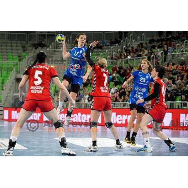 Linnea Torstensson of Krim Mercator in action during handball match Krim Mercator - Zvezda Zvenigorod in EHF Women\'s Champions league, played in Arena Stozice, Ljubljana, Slovenia on March 10, 2013 