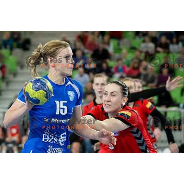 Barbara Varlec of Krim Mercator in action during handball match Krim Mercator - Zvezda Zvenigorod in EHF Women\'s Champions league, played in Arena Stozice, Ljubljana, Slovenia on March 10, 2013 