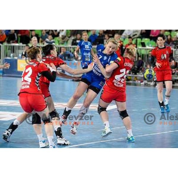 Nina Worz of Krim Mercator in action during handball match Krim Mercator - Zvezda Zvenigorod in EHF Women\'s Champions league, played in Arena Stozice, Ljubljana, Slovenia on March 10, 2013 