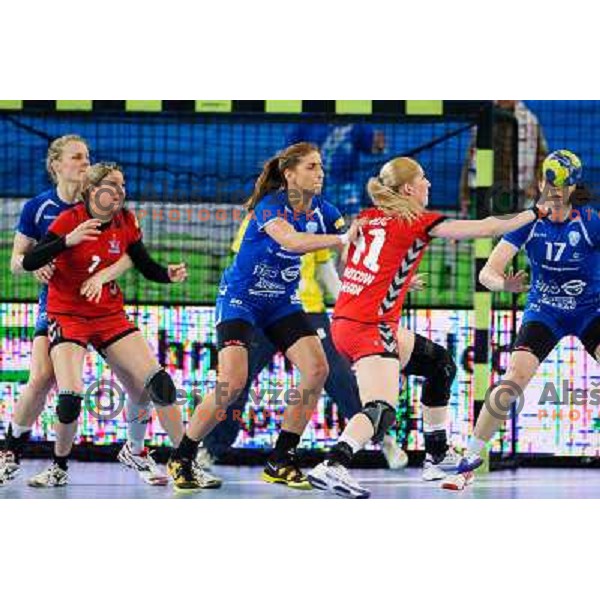Andrea Penezic of Krim Mercator in action during handball match Krim Mercator - Zvezda Zvenigorod in EHF Women\'s Champions league, played in Arena Stozice, Ljubljana, Slovenia on March 10, 2013 
