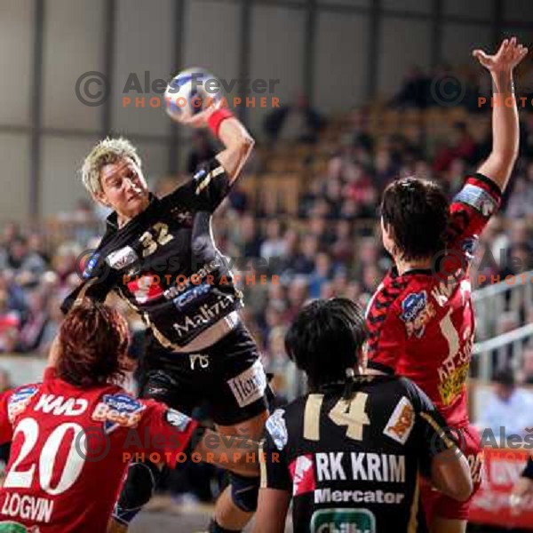 Anja Freser at EHF Championsleague match Krim Mercator- Aalborg DH in Hala Tivoli, Ljubljana. Krim Mercator won the match 30:26.