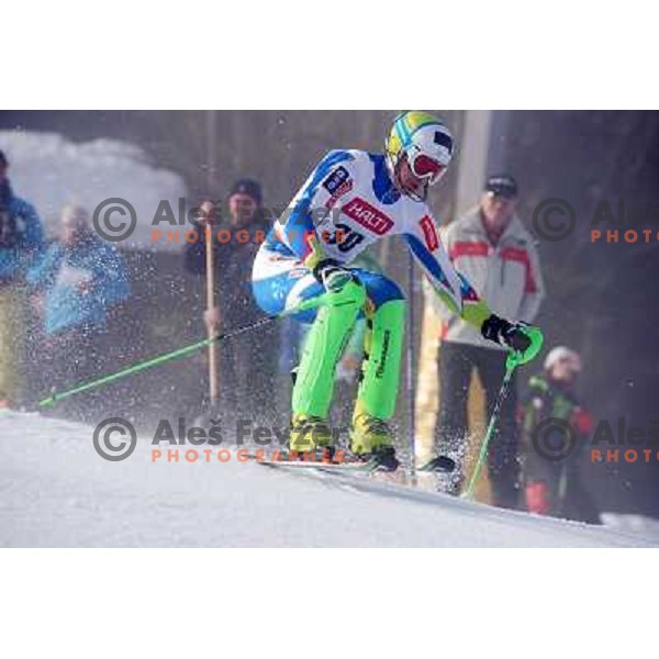 Matic Skube (SLO) at Europa Cup slalom in Kranjska gora, Slovenia on March 11, 2013 