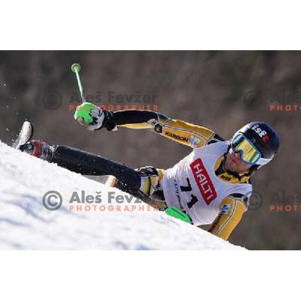 Mike Rishworth (AUS) at Europa Cup slalom in Kranjska gora, Slovenia on March 11, 2013 
