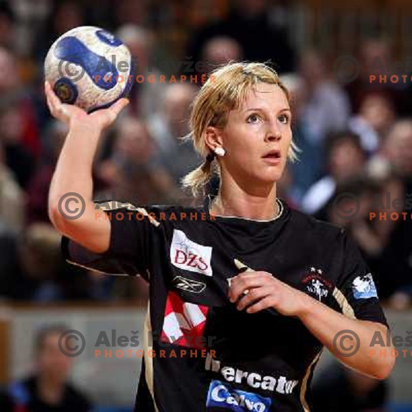 Eszther Siti at EHF Championsleague match Krim Mercator- Aalborg DH in Hala Tivoli, Ljubljana. Krim Mercator won the match 30:26.