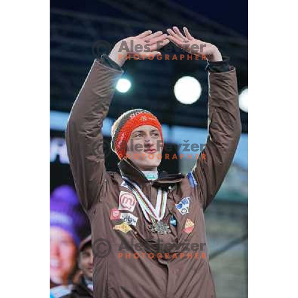 Peter Prevc at the reception of Slovenian Winter Champions in Congress Square, Ljubljana, Slovenia on March 19, 2013 