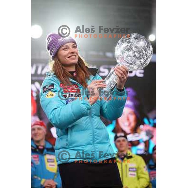Tina Maze at the reception of Slovenian Winter Champions in Congress Square, Ljubljana, Slovenia on March 19, 2013 