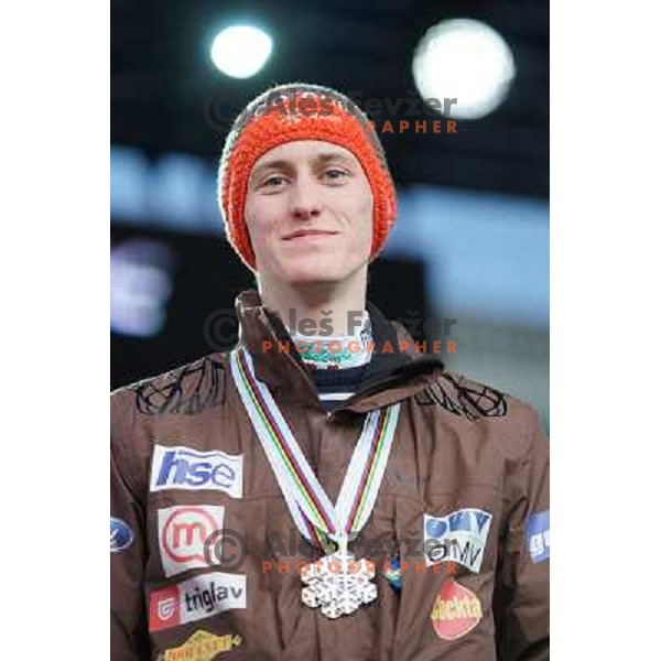 Peter Prevc of Slovenia Ski jumping team at the reception of Slovenian Winter Sports Champions in Congress Square, Ljubljana, Slovenia on March 19, 2013 