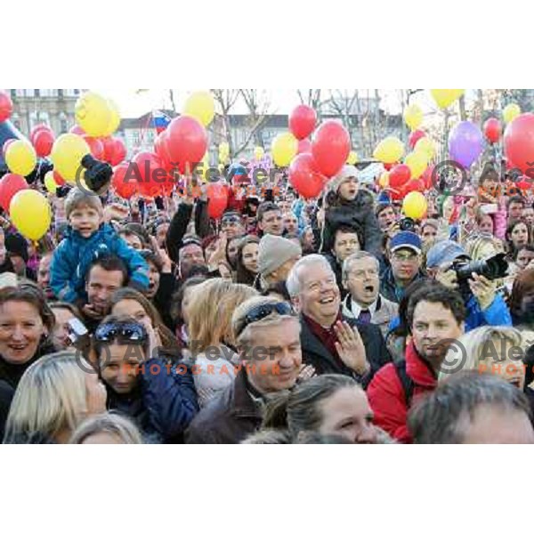 Fans at the reception of Slovenian Winter Sports Champions in Congress Square, Ljubljana, Slovenia on March 19, 2013 