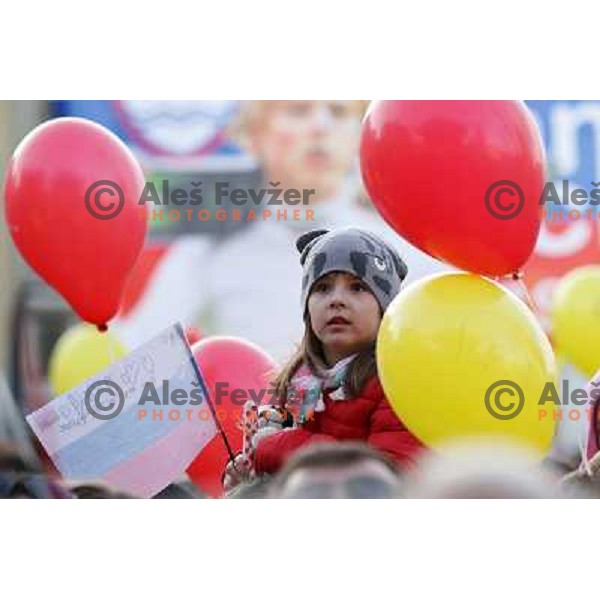 Fans at the reception of Slovenian Winter Sports Champions in Congress Square, Ljubljana, Slovenia on March 19, 2013 