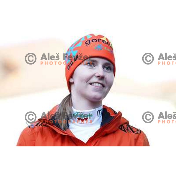 Katja Pozun of Slovenia Ski jumping team at the reception of Slovenian Winter Sports Champions in Congress Square, Ljubljana, Slovenia on March 19, 2013 