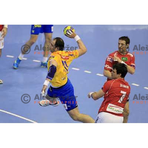 Alem Toskic in action during eight-final of EHF Velux Men\'s Champions league handball match RK Celje Pivovarna Lasko- HSV Hamburg, played in Zlatorog Arena, Celje, Slovenia on March 17, 2013 