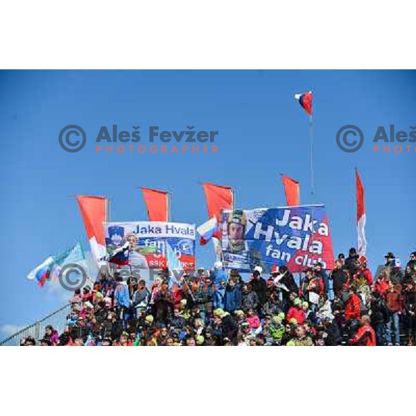 Spectators during qualifications at 1st day of FIS Ski Jumping World Cup Finals Planica, March 21th, 2013 in Planica, Slovenia 