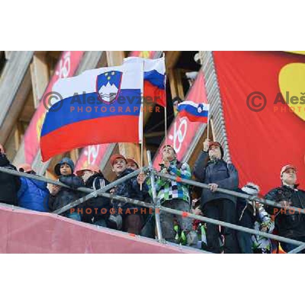 Spectators during qualifications at 1st day of FIS Ski Jumping World Cup Finals Planica, March 21th, 2013 in Planica, Slovenia. 