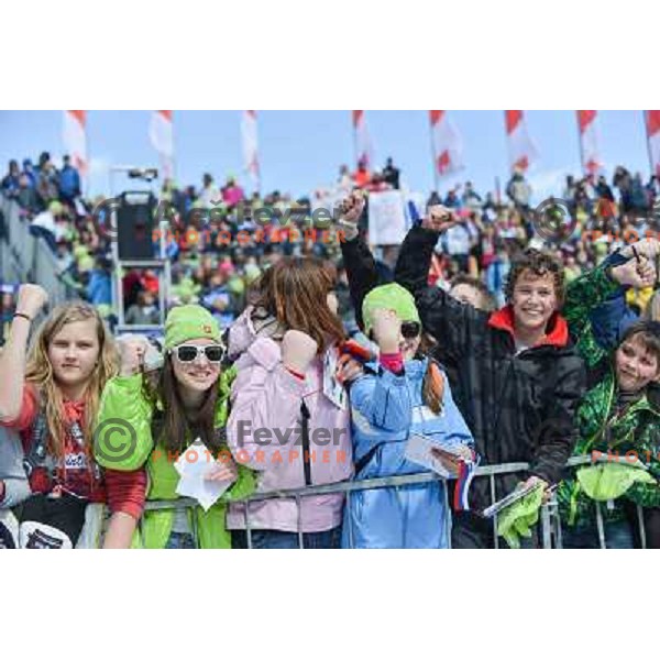 Spectators during qualifications at 1st day of FIS Ski Jumping World Cup Finals Planica, March 21th, 2013 in Planica, Slovenia. 
