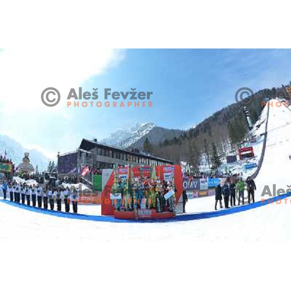 Action during team competition at FIS Ski jumping World Cup Final in Planica, Slovenia on March 23, 2013 