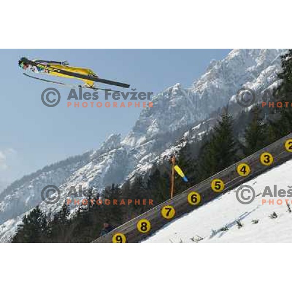 Peter Prevc of Slovenia during team competition at FIS Ski jumping World Cup Final in Planica, Slovenia on March 23, 2013 