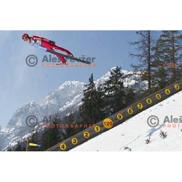 Andreas Wellinger of Germany during team competition at FIS Ski jumping World Cup Final in Planica, Slovenia on March 23, 2013 