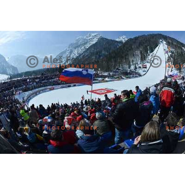 Flying hill Planica during team competition at FIS Ski jumping World Cup Final in Planica, Slovenia on March 23, 2013 
