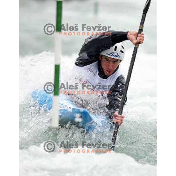 Simon Brus of Slovenia during kayak & canoe slalom race "Season opener" in Tacen, Ljubljana on March 23, 2013 