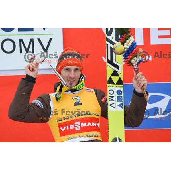 Robert Kranjec of Slovenia during final competition at FIS Ski jumping World Cup Final in Planica, Slovenia on March 24, 2013 
