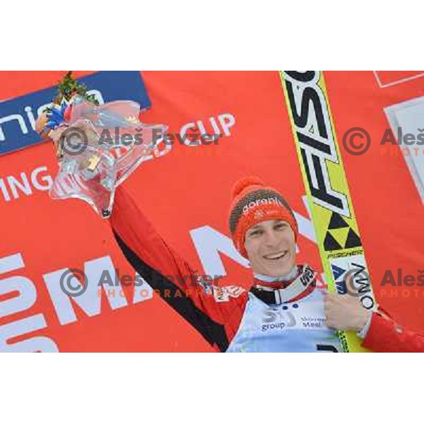 Jurij Tepes of Slovenia during final competition at FIS Ski jumping World Cup Final in Planica, Slovenia on March 24, 2013 