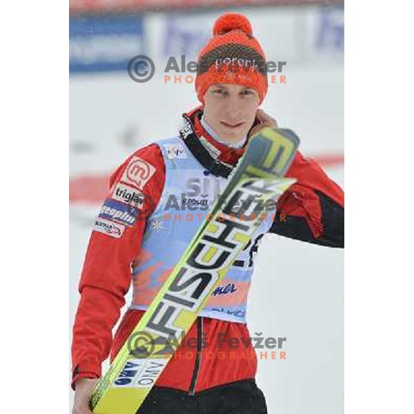Jurij Tepes of Slovenia during final competition at FIS Ski jumping World Cup Final in Planica, Slovenia on March 24, 2013 